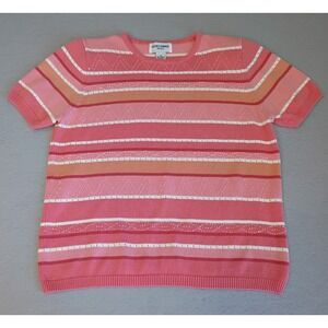Alfred‎ Dunner Petite Large Women's Beaded Pullover Sweater Pink Shoulder Pads